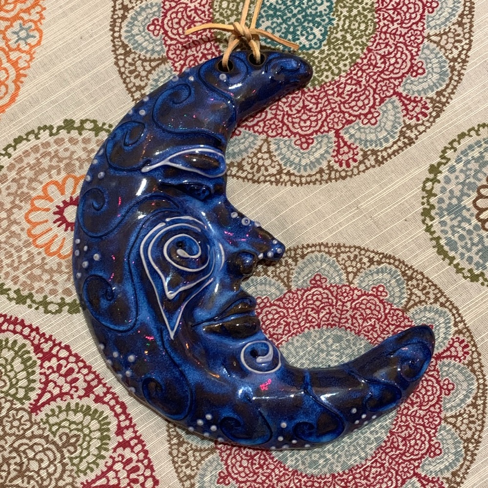Handmade Pottery Quarter Moon Wall Hanging - Picture 14 of 14
